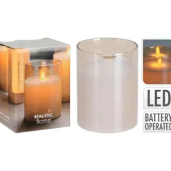 Home and Styling LED kaars - in glas - warm wit - D7,5 x H10 cm