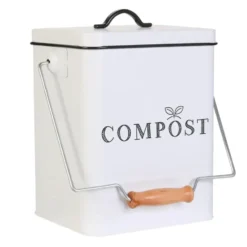 Home deco factory afvalbakje voor aanrecht - 5L - wit - compost