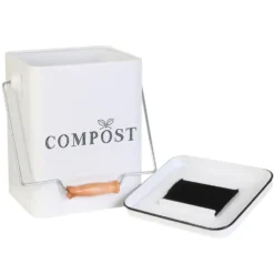 Home deco factory afvalbakje voor aanrecht - 5L - wit - compost