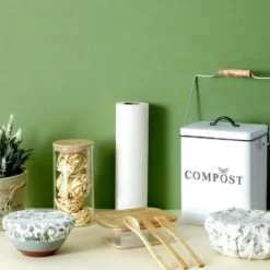 Home deco factory afvalbakje voor aanrecht - 5L - wit - compost
