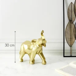 Home Deco factory Beeldje Olifant origami stijl - 30 cm - goud