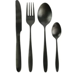 Home Deco Factory Bestekset - 16 delig - zwart - RVS - 4 personen
