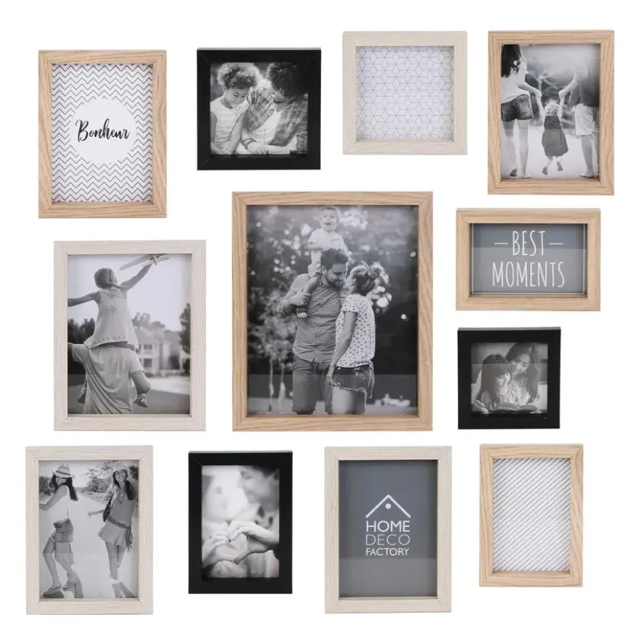 Home deco factory collage fotolijst - 12 fotos- hout - decoratie