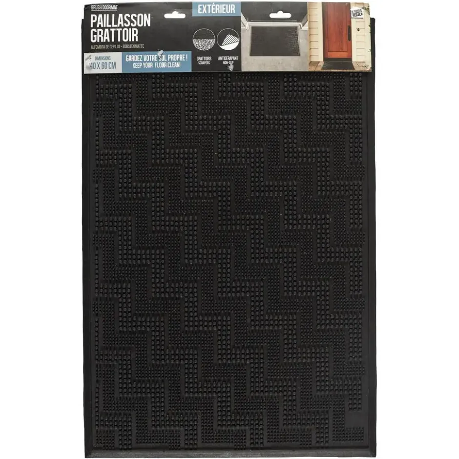 Home deco factory Deurmat - anti slip - zwart - 40 x 60 cm