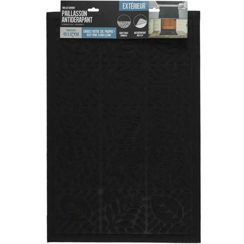 Home deco factory Deurmat - anti slip - zwart - 40 x 60 cm