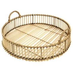 Home Deco Factory dienblad van bamboe - Rond - 40 x 6 cm