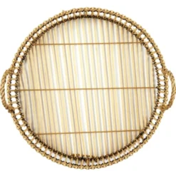 Home Deco Factory dienblad van bamboe - Rond - 40 x 6 cm