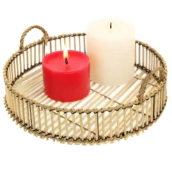 Home Deco Factory dienblad van bamboe - Rond - 40 x 6 cm