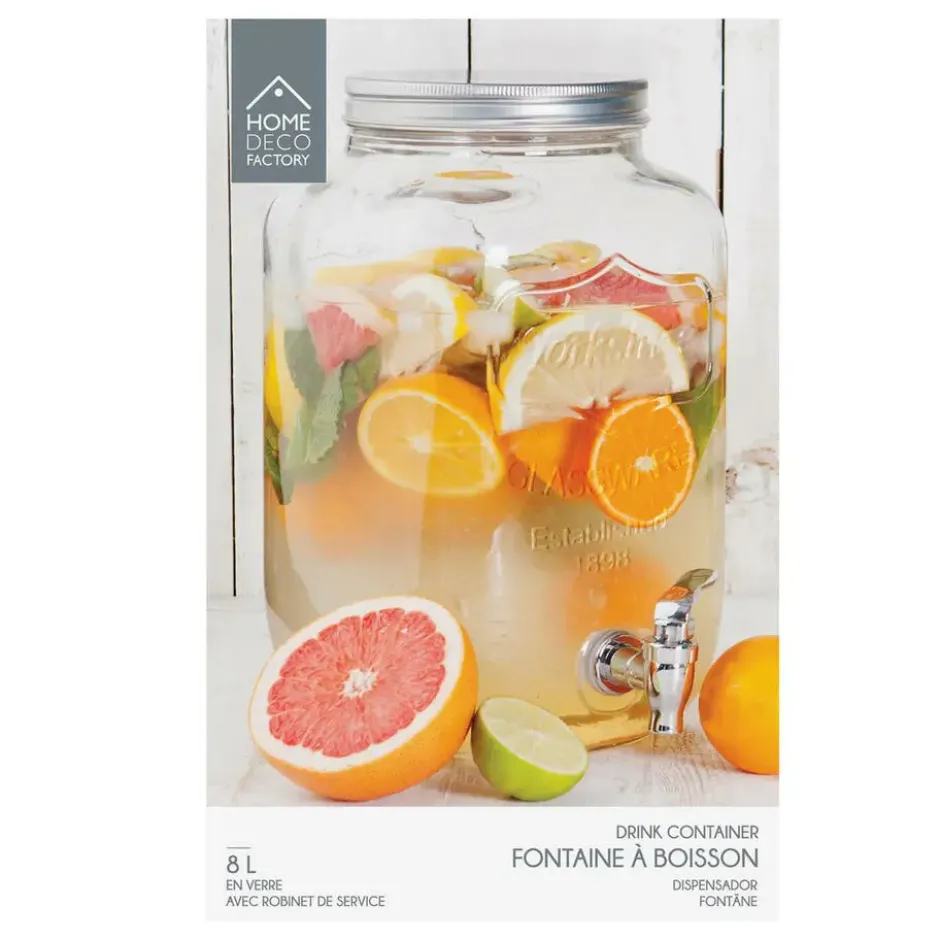 Home Deco Factory Drankdispenser met kraantje - 8.0L - glas