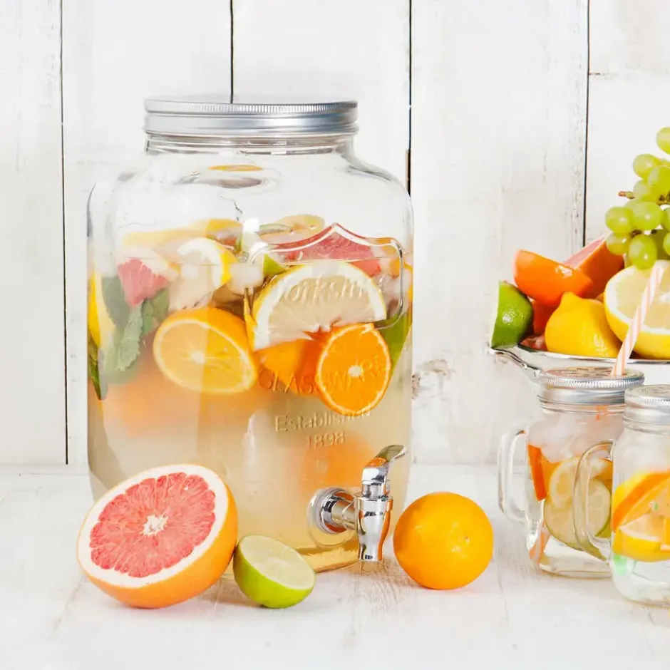 Home Deco Factory Drankdispenser met kraantje - 8.0L - glas