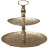 Home Deco Factory Etagere 2 laags - zilver - metaal - 40 x 49 cm