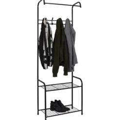 Home Deco Factory Kapstok - zwart - metaal - 61 x 30 x 170 cm