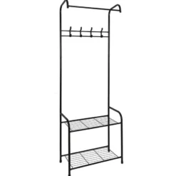 Home Deco Factory Kapstok - zwart - metaal - 61 x 30 x 170 cm