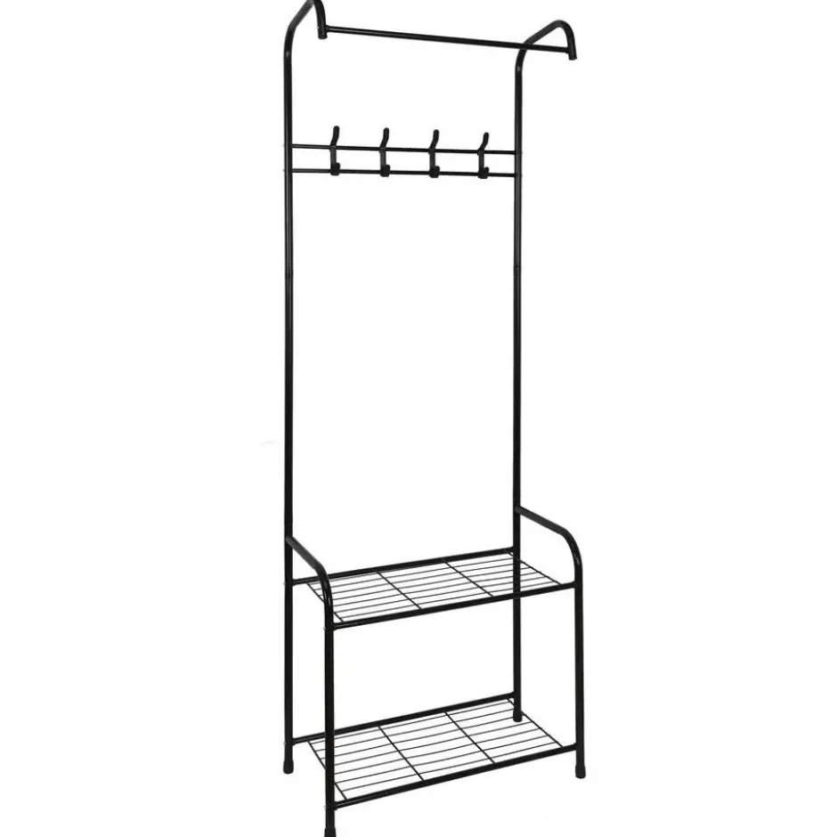 Home Deco Factory Kapstok - zwart - metaal - 61 x 30 x 170 cm