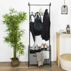 Home Deco Factory Kapstok - zwart - metaal - 61 x 30 x 170 cm