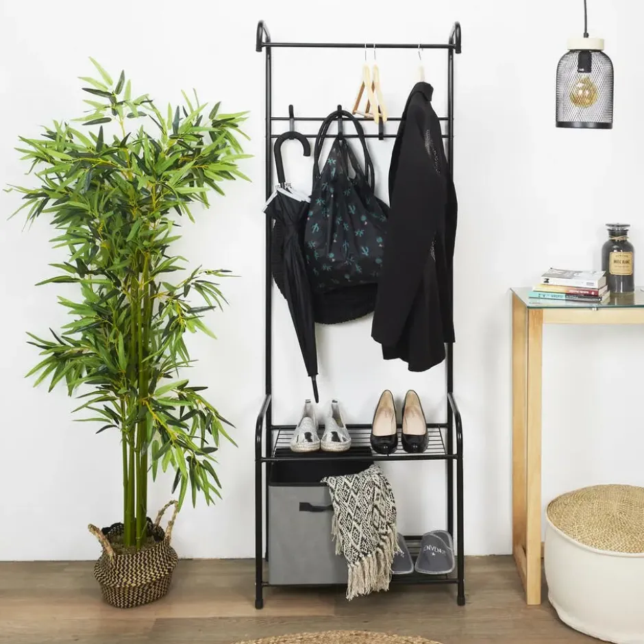 Home Deco Factory Kapstok - zwart - metaal - 61 x 30 x 170 cm