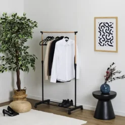 Home Deco Factory kledingrek - verstelbaar - zwart - 160 cm