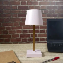 Home deco factory LED tafellamp- kunststof - roze - touch - 26 cm