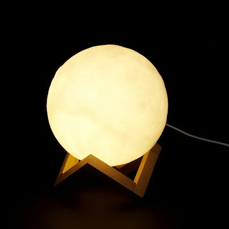Home Deco Factory Maanlamp - met houder - 3D - touch - oplaadbaar
