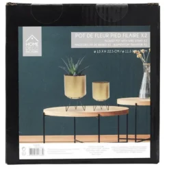 Home Deco Factory Plantenpotten - 2x stuks - goud - H22-H17