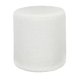 Home deco factory Poef boucle - wit - rond - D35 cm - teddy