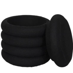Home Deco Factory Poef/krukje - boucle - zwart - D37 x H44 cm