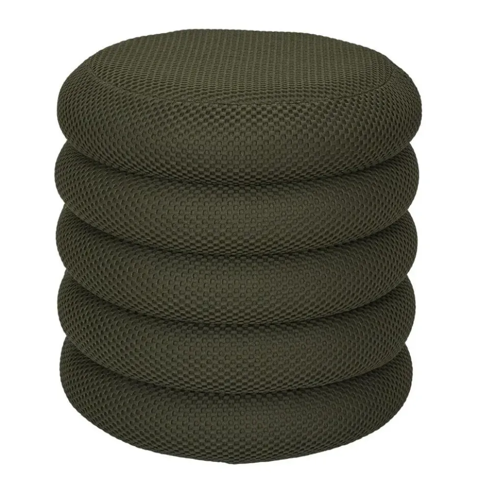 Home Deco Factory Poef/krukje - boucle - groen - D37 x H44 cm