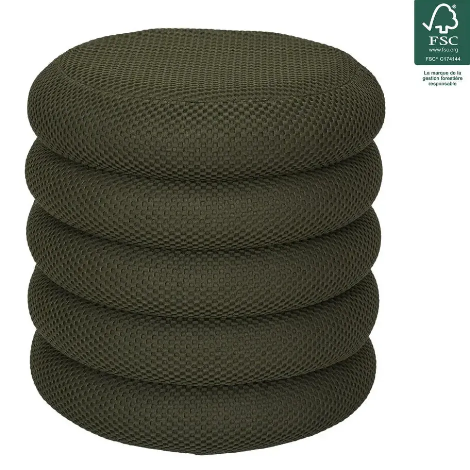 Home Deco Factory Poef/krukje - boucle - groen - D37 x H44 cm
