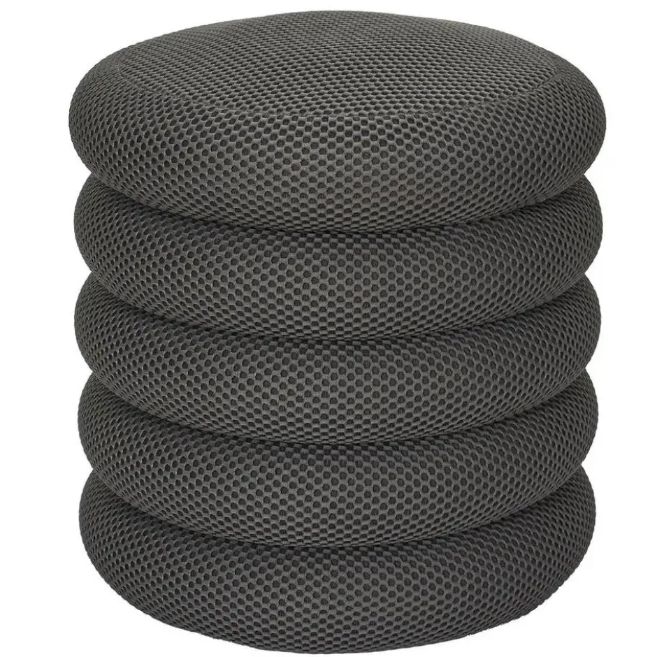 Home Deco Factory Poef/krukje - boucle - grijs - D37 x H44 cm