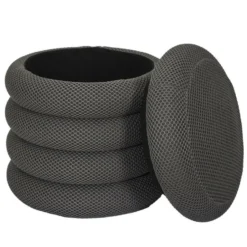 Home Deco Factory Poef/krukje - boucle - grijs - D37 x H44 cm