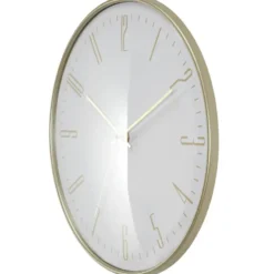 Home deco factory stille wandklok - goud/wit - D30 cm -kunststof