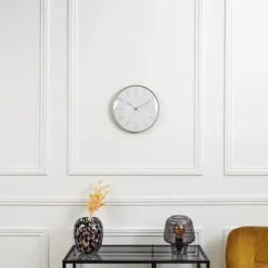 Home deco factory stille wandklok - goud/wit - D30 cm -kunststof