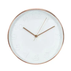 Home Deco Factory Wandklok - D30 cm - koper/wit - kunststof
