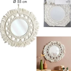 Home Deco Factory Wandspiegel Boho/Ibiza - macrame - rond - D55cm
