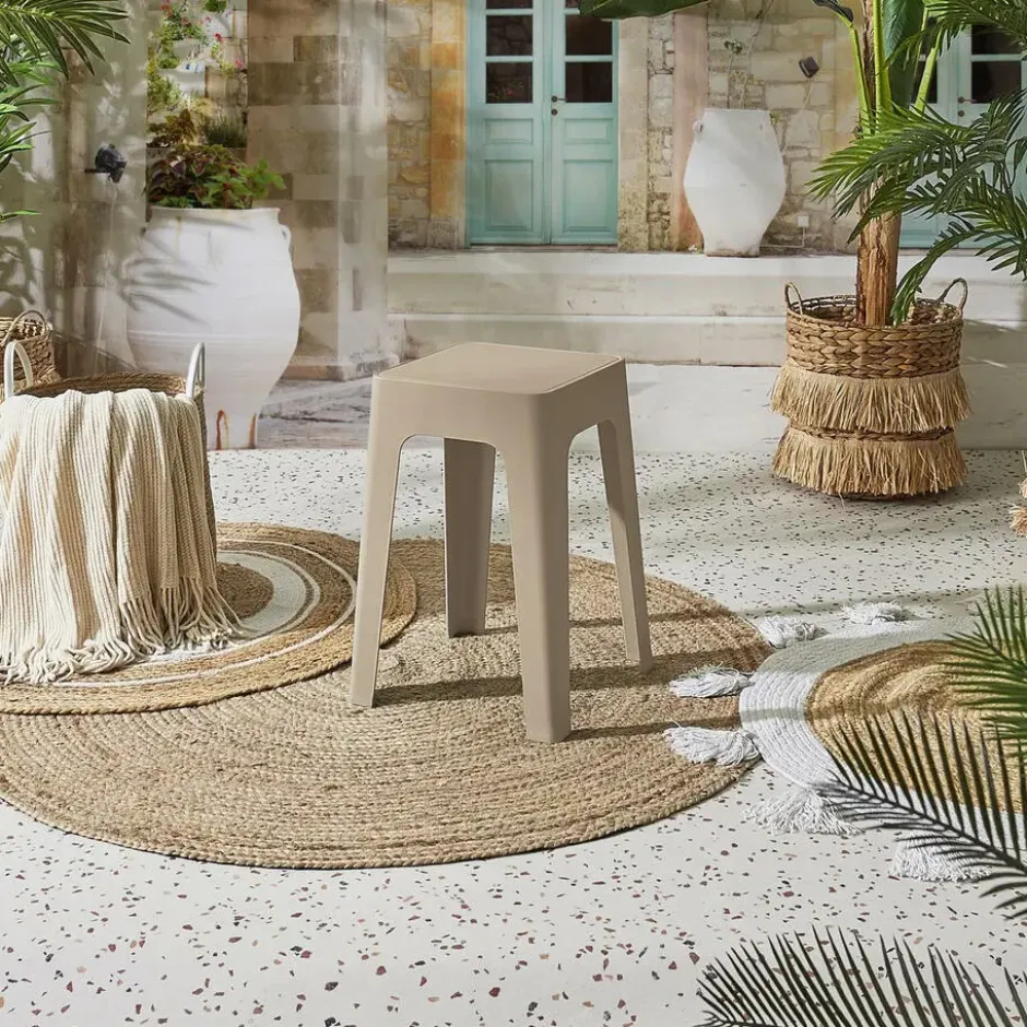 Home Deco Factory zit krukje/stoel - beige - D34 x H47 cm