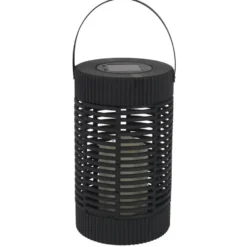 Home deco factory Zonnelantaarn tafellamp - Solar - zwart - 23 cm - kaars