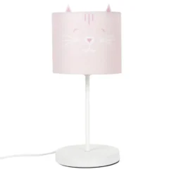 Home Deco Kids Lamp Poes - roze - aan/uit schakelaar - 36 cm