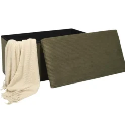Home Deco - Poefje - opbergbox - rib - groen - 38 x 38cm