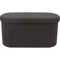 Home Deco - Poef - opbergbox - ovaal - zwart - 76 x 38cm