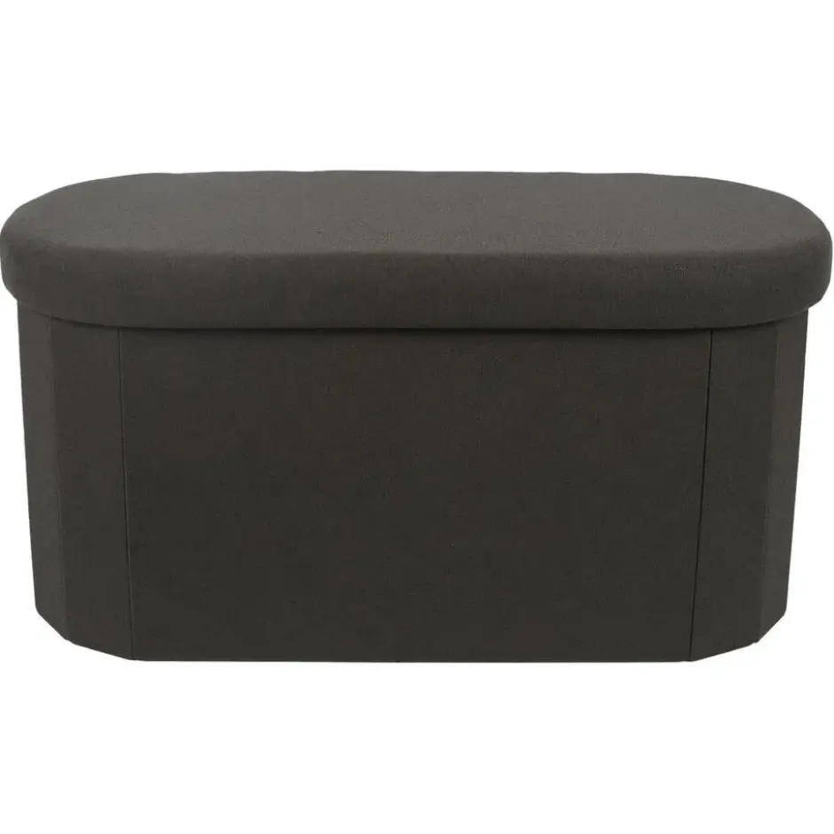 Home Deco - Poef - opbergbox - ovaal - zwart - 76 x 38cm