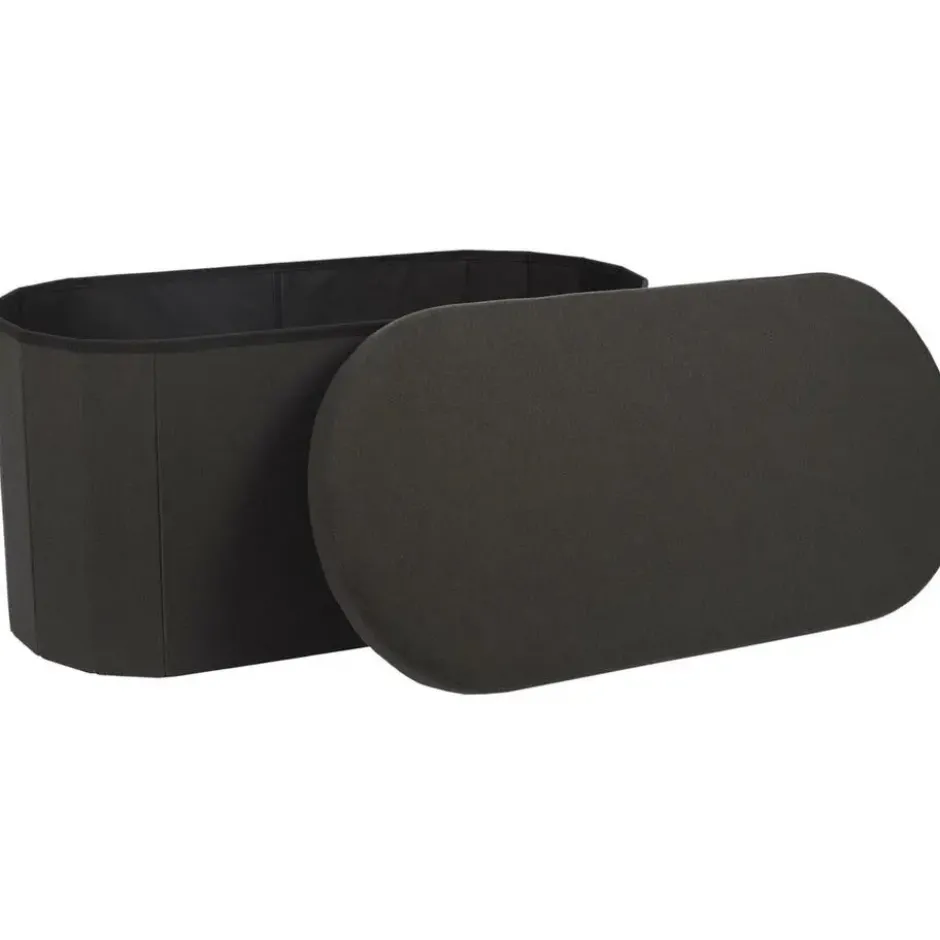 Home Deco - Poef - opbergbox - ovaal - zwart - 76 x 38cm