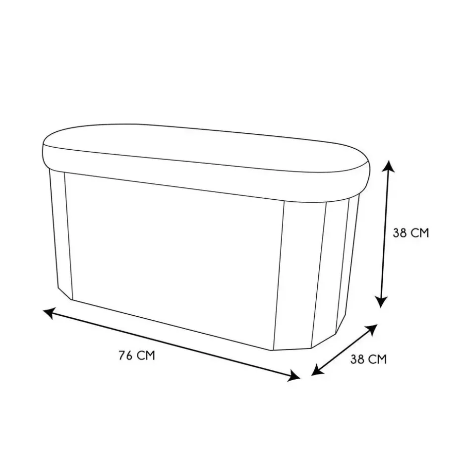 Home Deco - Poef - opbergbox - ovaal - zwart - 76 x 38cm