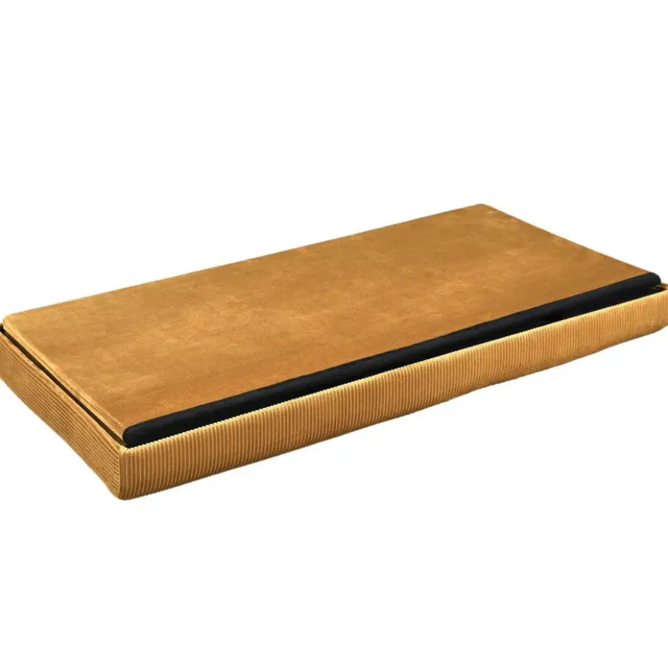 Home Deco Poef Velvet - opbergbox - okergeel - 76 x 38 cm
