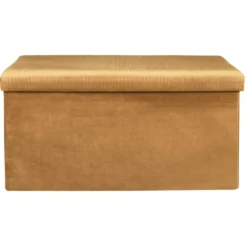 Home Deco Poef Velvet - opbergbox - okergeel - 76 x 38 cm