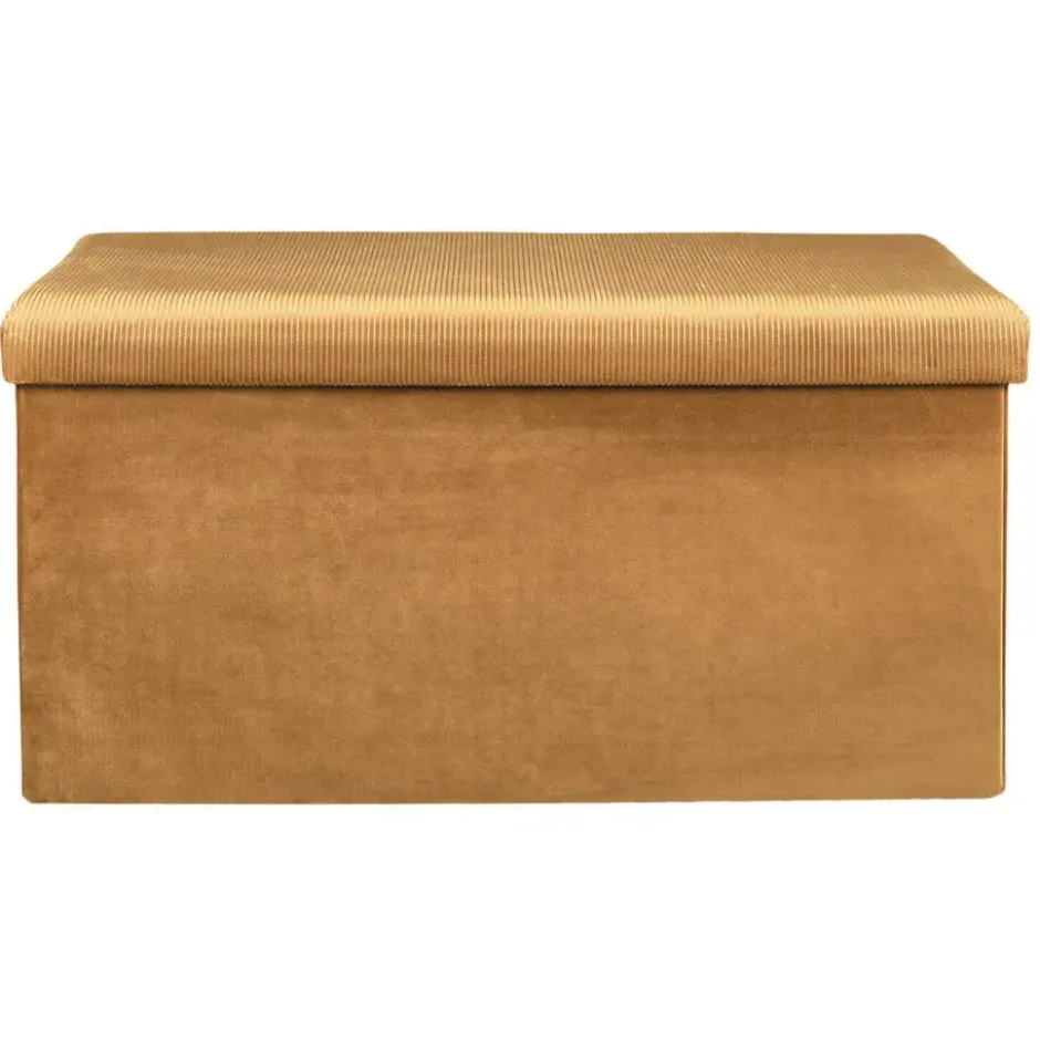 Home Deco Poef Velvet - opbergbox - okergeel - 76 x 38 cm