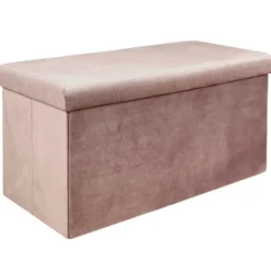 Home Deco Poef Velvet - opbergbox - oud roze - 76 x 38 cm
