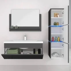 HOME DELUXE Badkamermeubels WANGEROOGE Zwart L
