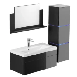 HOME DELUXE Badkamermeubel WANGEROOGE BIG Zwart L