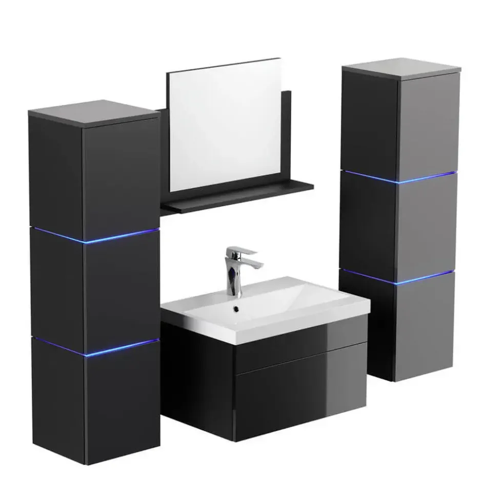 HOME DELUXE Badkamermeubel WANGEROOGE Zwart XL