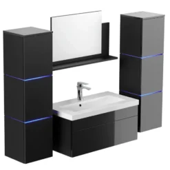 HOME DELUXE Badkamermeubel WANGEROOGE BIG Zwart XL